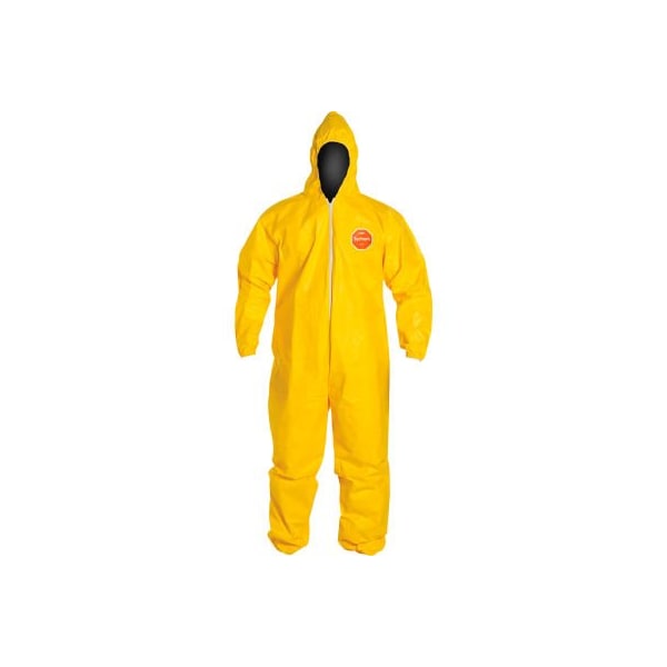 Dupont Coverall. Standard Fit Hood. Stormflap. Elastic Wrists and Ankles. Yellow. 3X QC127SYL3X0012NF - main
